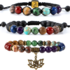 Chakra Bead Bracelets for Women - 8Mm 7 Chakra Bracelet with Real Stones Yoga Gemstone Jewelry 3 Pack