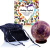Healing Crystals for Beginners, Crystals and Gemstones Sphere, Meditation and Witchcraft Gifts, Crystal Ball with Book and Stand (Purple Amethyst, 40 to 50Mm)