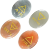 4 Elements Assorted Stones Engraved Triangle Symbols (Earth Air Fire Water) Polished Palm Stones for Gemstone Reiki Crystals Healing